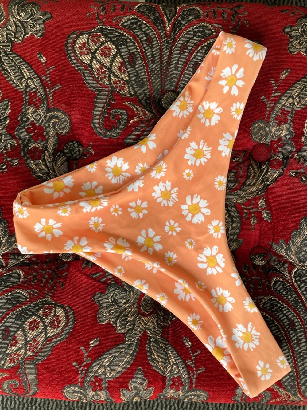 Zaful Orange Floral Bikini Bottoms